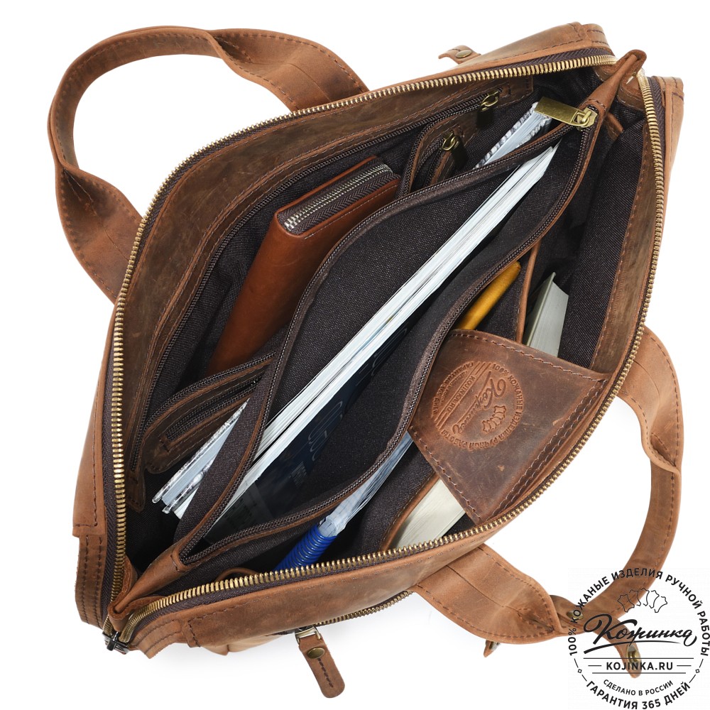  Кожаная деловая сумка "Марк" (коричневый крейзи) 